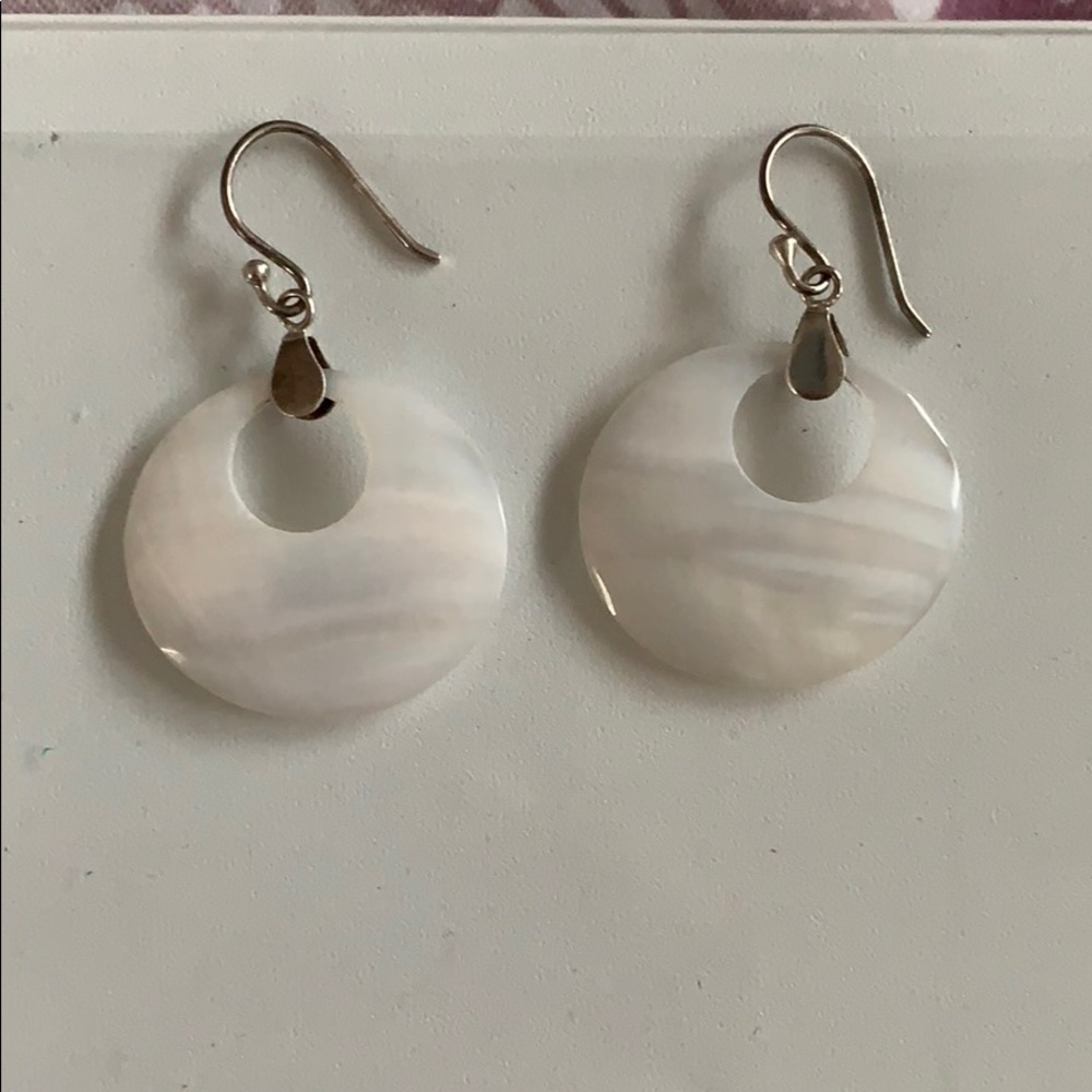 White shell and sterling silver earrings